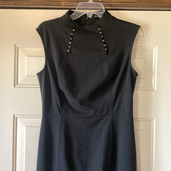NWT Size 8 Ivanka Trump Black Sheath Dress with Copper/Gold Toned Accents (ABBA) - Picture 2 of 14